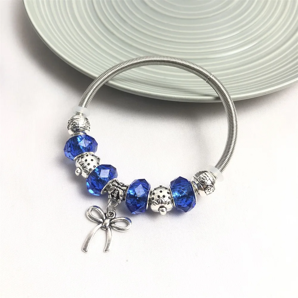 Elastic bangles bowknot heart wing dragonfly pendant beads women bracelets image 5