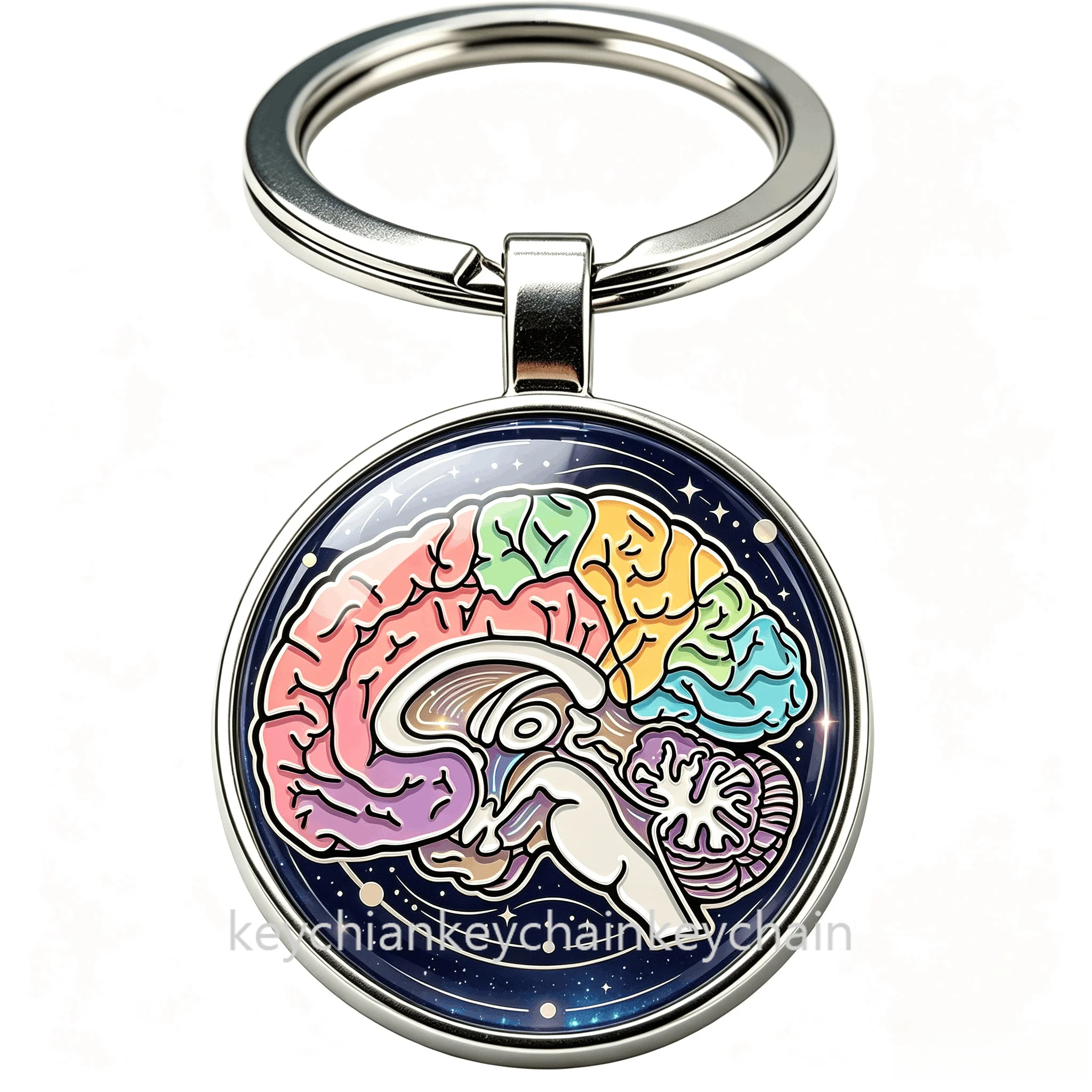 Galaxy Human Brain Section Anatomy Keychain Key Ring Neurologist Doctor Medical Student  Pendant