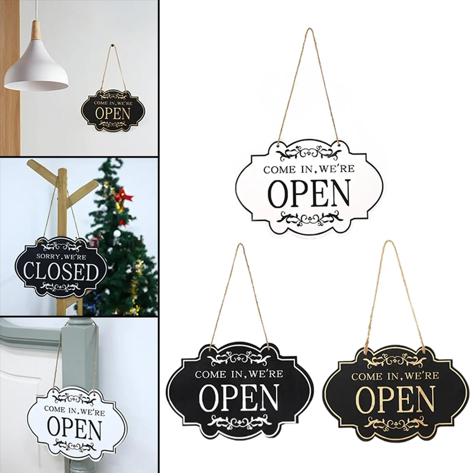 Double Sided Open and Closed Door Sign, Creative Hanger Hanging Business Sign