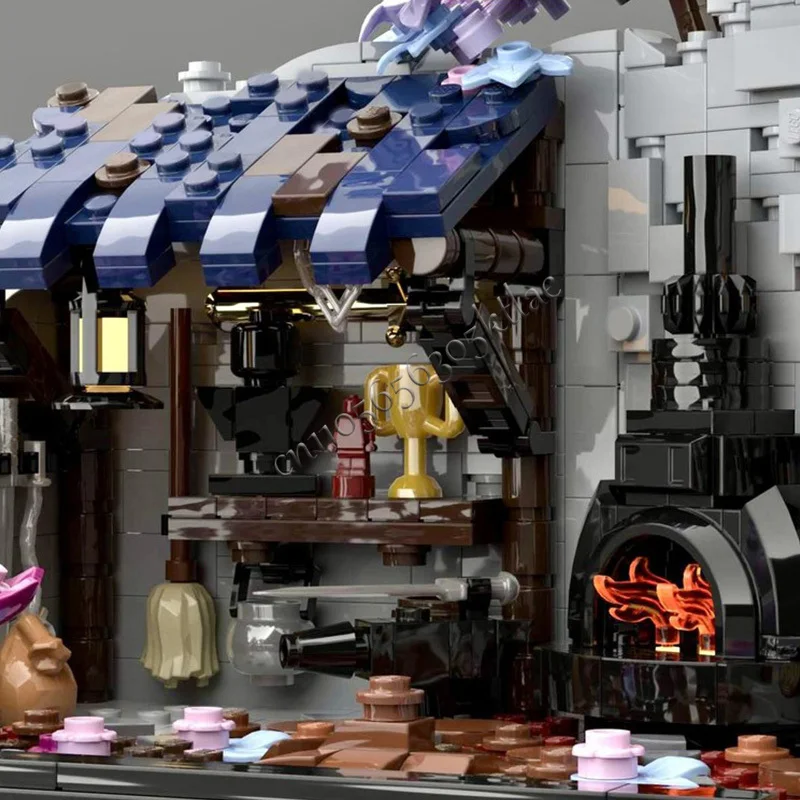 2626개 조각 워터밀 중세 판타지 디스플레이 시리즈 모듈형 창의적 거리 풍경 MOC 모델 맞춤형 어린이 DIY 퍼즐 장난감 선물