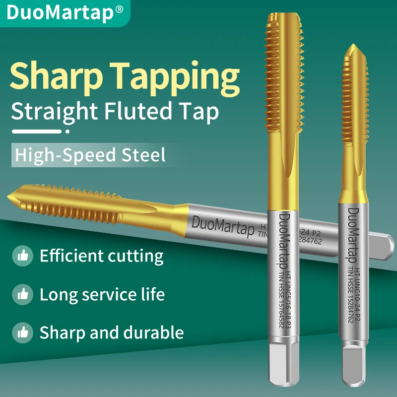 

Duo MartapHSSE-M35 JIS Standard TIN Coating Left Hand Straight Fluted Hand Tap UNC UNF 4-40L 6-32L 1/4 Machine Screw Thread Taps