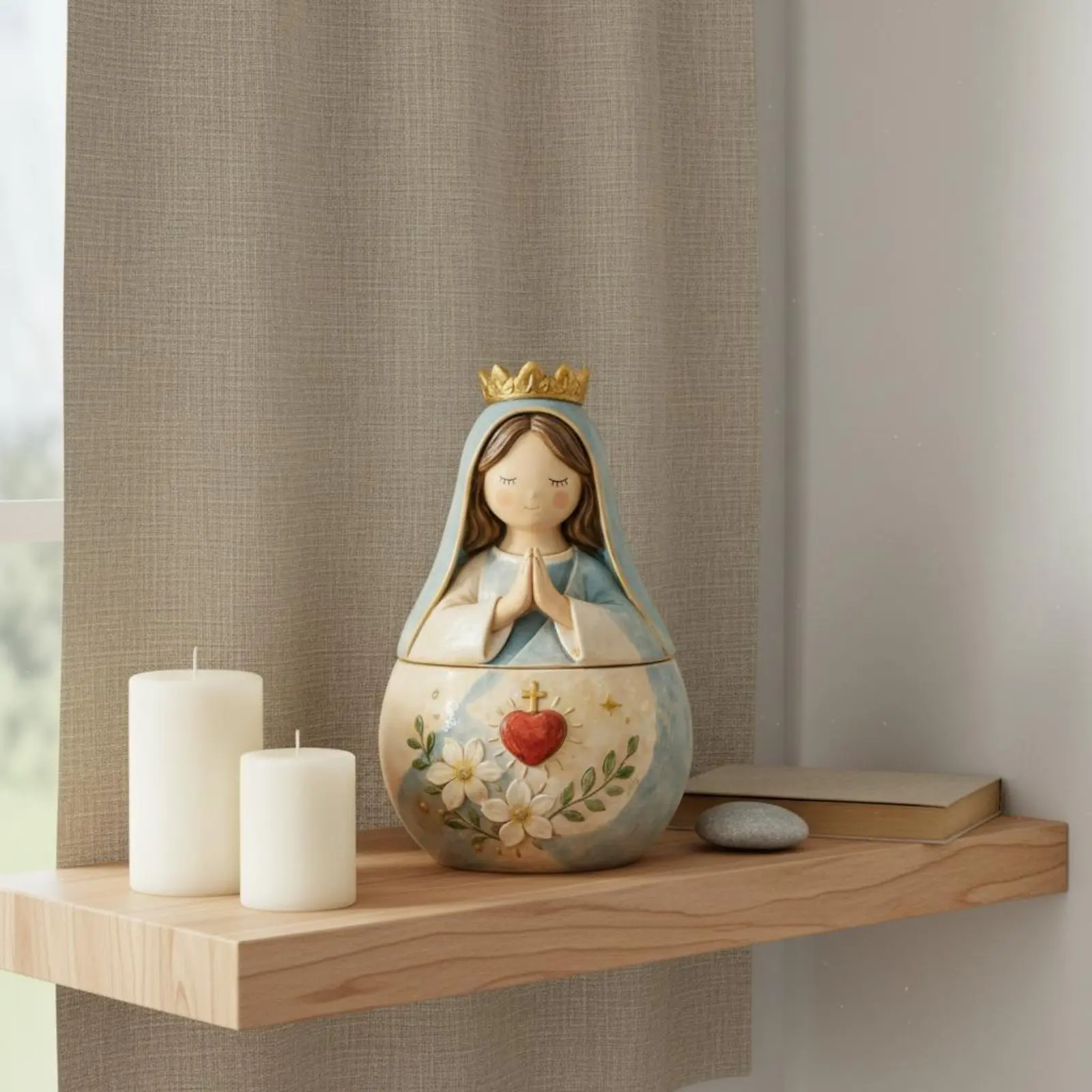 Fairy Prayer Box Decorative Handmade Fairy Figurine Box Artisan-Made for Shelf Display