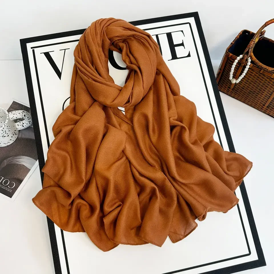 185*90 см, осенне-зимний новый хлопковый льняной шарф, женский однотонный шаль, длинный шарф цвета хаки в стиле ретро, модная накидка