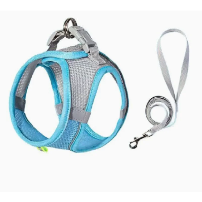 Puppy Cat Vest Harness With Leash Breathable Mesh Pet Chest Straps For Chihuahua York Harnesses Reflective Bulldog Walking Leash