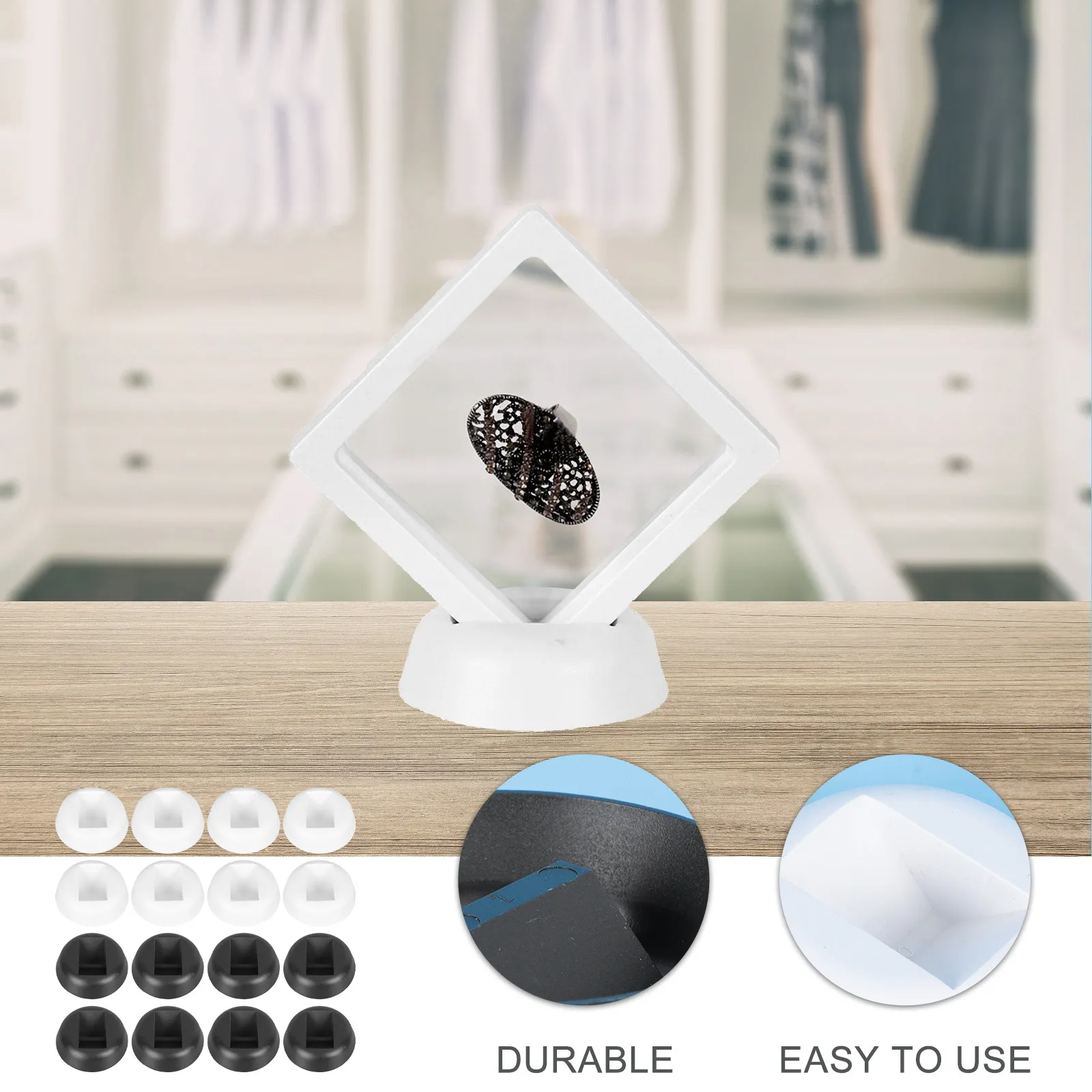 24pcs Durable Plastic Jewelry Display Box with Stand Base for Necklaces, Earrings, Rings Storage Rack