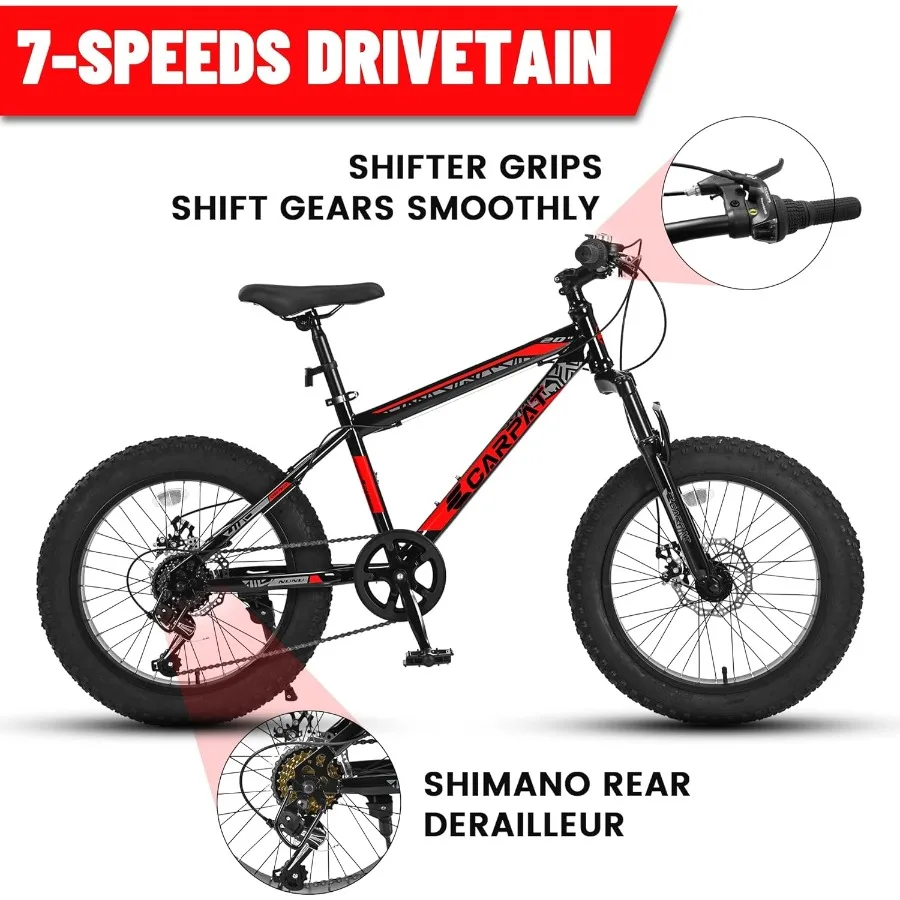 Ecarpat 20 24 26 بوصة دراجات جبلية بإطارات سميكة 7 سرعات مع فرامل قرصية ميكانيكية تعليق أمامي للرجال والنساء لجميع التضاريس #5