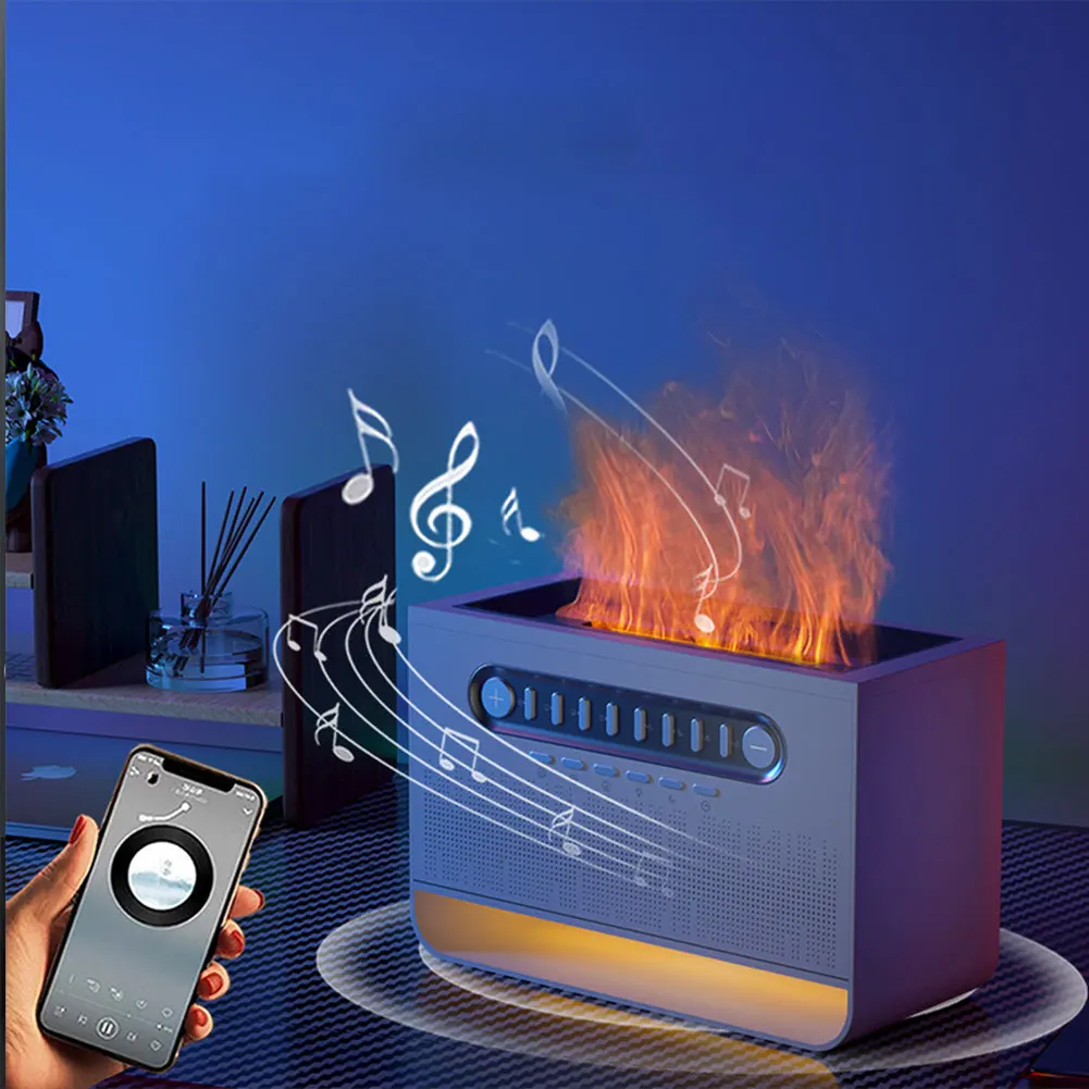 آلة الضوضاء البيضاء لهب موزع الهواء المرطب مع مكبر صوت BT وناشر رائحة الضوء الليلي للبالغين النوم التأمل