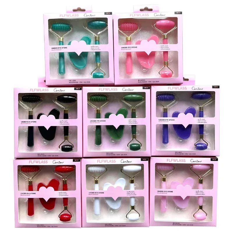 3個セット 樹脂製ローラーマッサージ器 顔・体用 刮痧 フェイスケア 美容 健康 マッサージツール ローラー ジェイドストーンではない フェイシャルマッサージ器