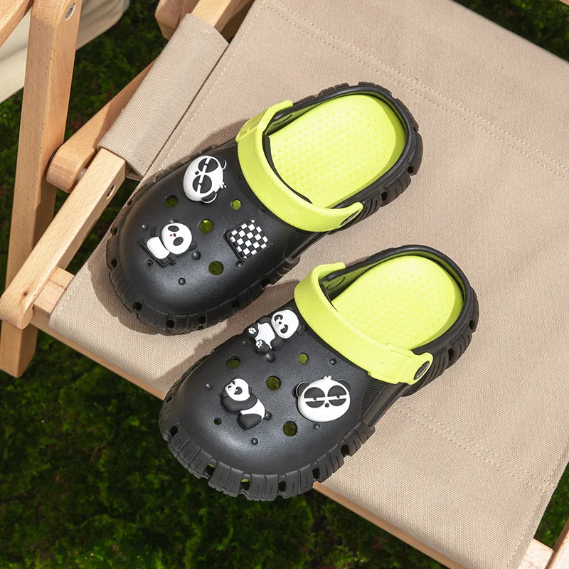 New Women\'s Panda Decor Clogs, Casual Hollow Out Design Garden Shoes, Comfortable Slip On Shoes