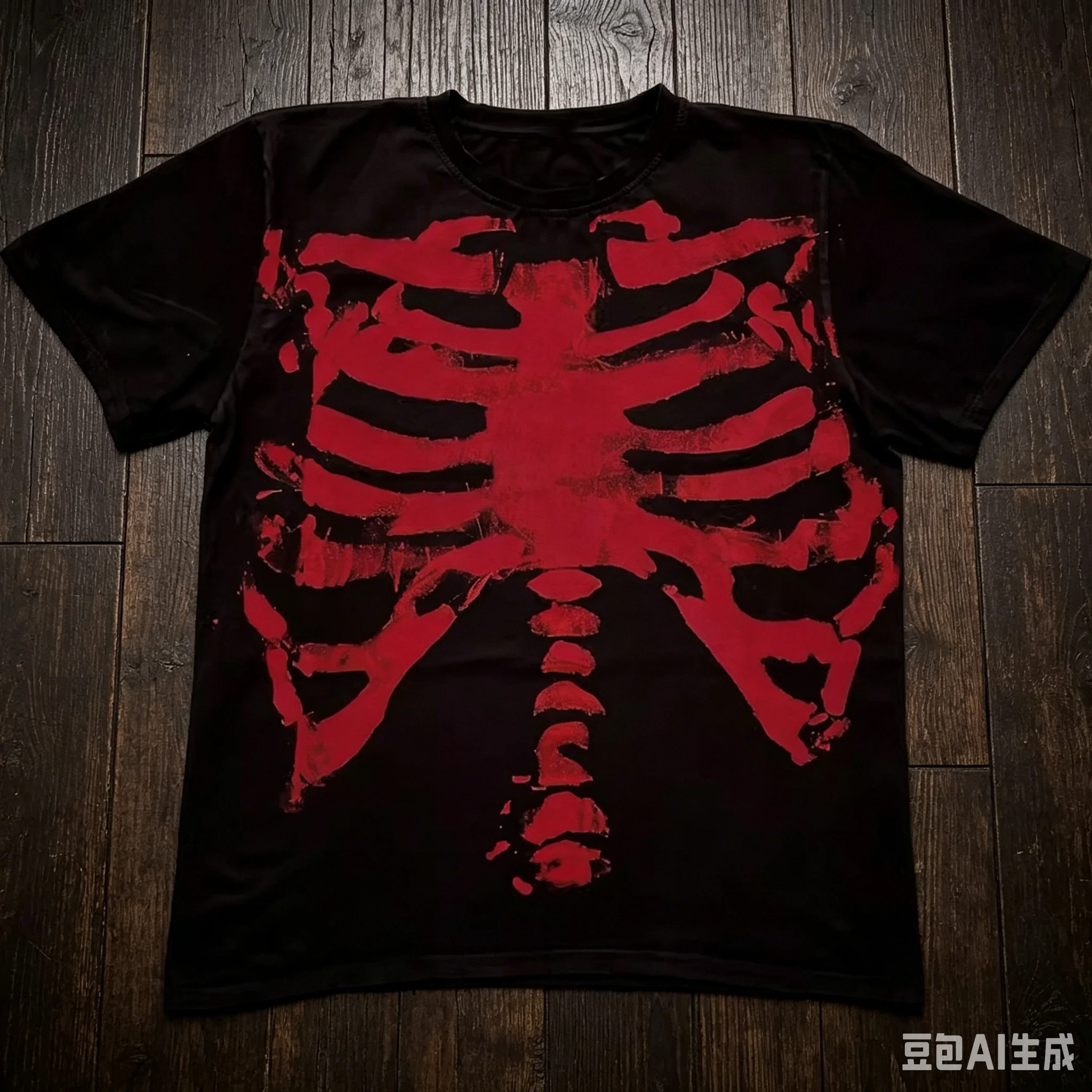 Kid Blackred Black Red Skull Dark Goth Goth Y2K Shibuya Short-sleeved T-shirt Men Clothing Graphic T Shirts