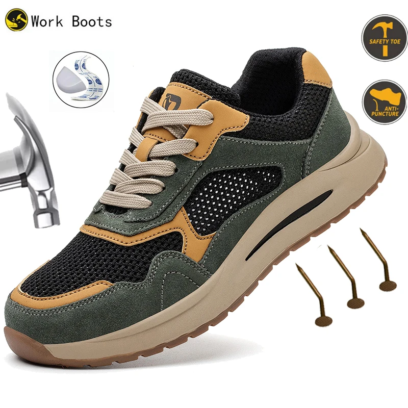 

New Steel Toe Cap Shoes For Men Work Boots Puncture-Proof Safety Shoes Protective Working Shoes Male Footwear Security Sneakers