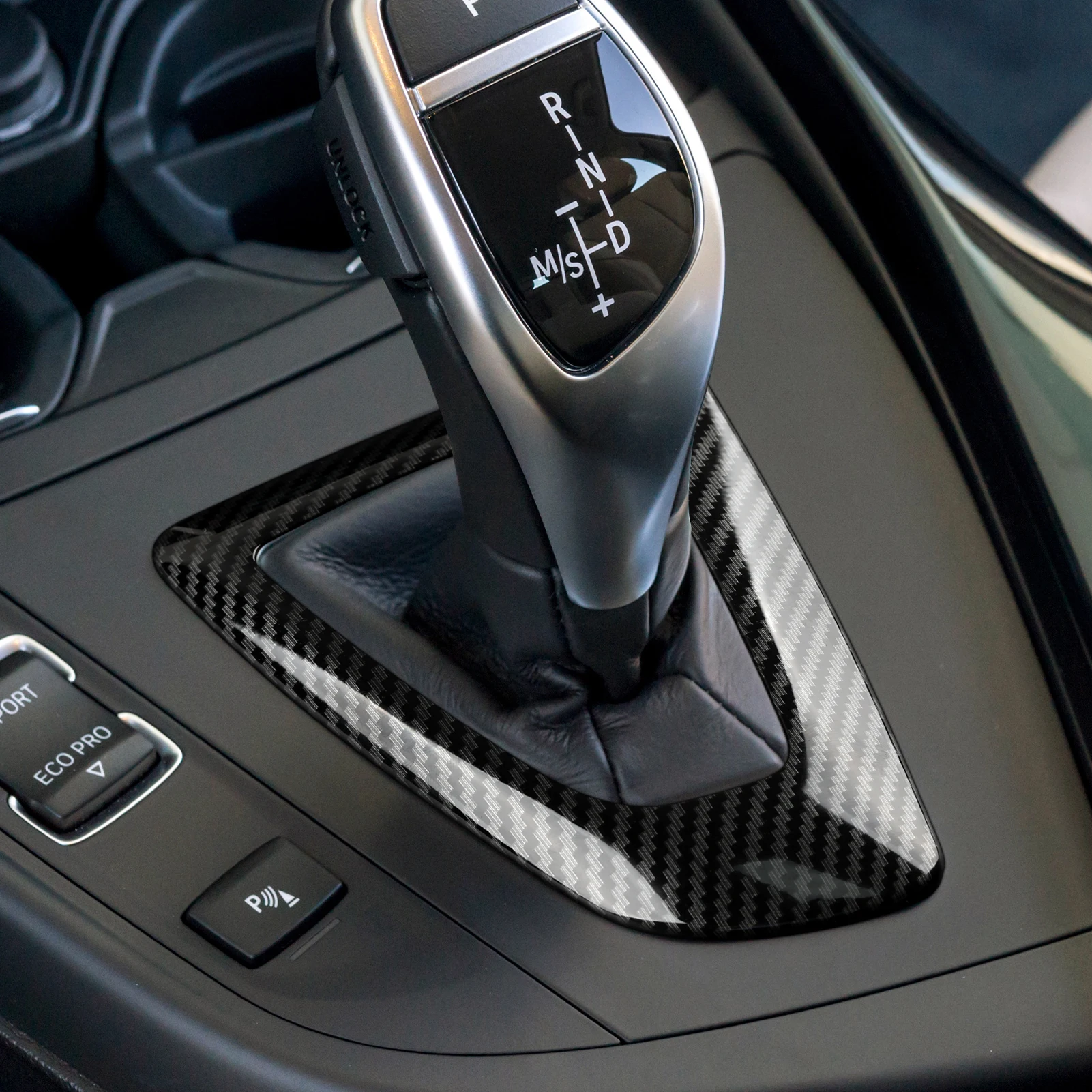 For BMW F20 F21 F22 F23 F30 F31 F32 F33 F34 3gt F35 F36 Car Center Gear Shift Head Cover ABS Trim Panel Carbon Fiber Interior view 4