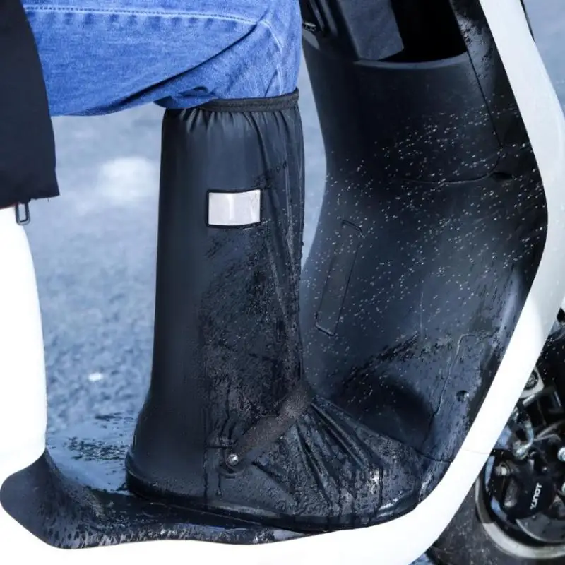 High-Tube Rain Boot Covers Waterproof Reflective Strips Reusable Adult Shoe Covers for Mountain Climbing Fishing