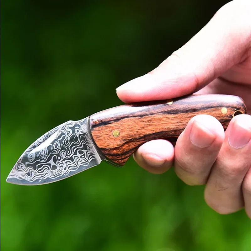 Folding Knife Slicing Meat BBQ Fruit Boning Knife Fish Filleting Kitchen Knives Hand Forged Wooden Handle Utility Knives Tools