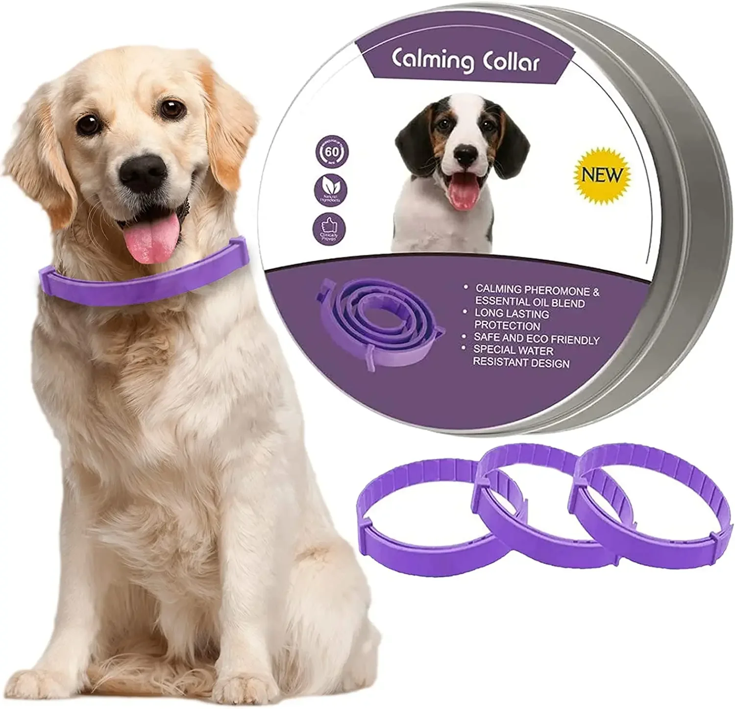 Nature Safe Waterproof Pet Collar Adjustable Anxiety Dog Cat Calming Collar Insect Repellent