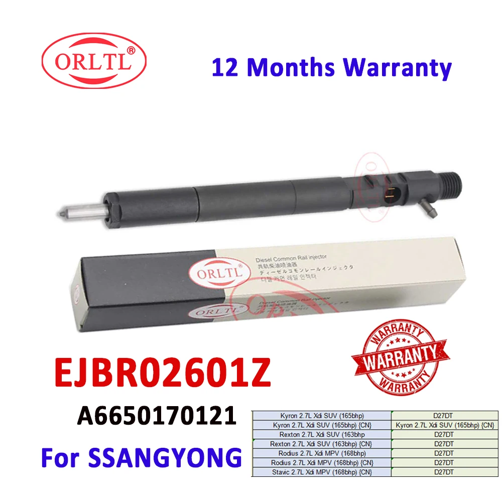 

ORLTL Diesel Fuel Injector EJBR02601Z Nozzle A6650170121 for Delphi SSANGYONG Kyron /Rexton /Rodius /Stavic 2.7L Xdi MPV D27DT