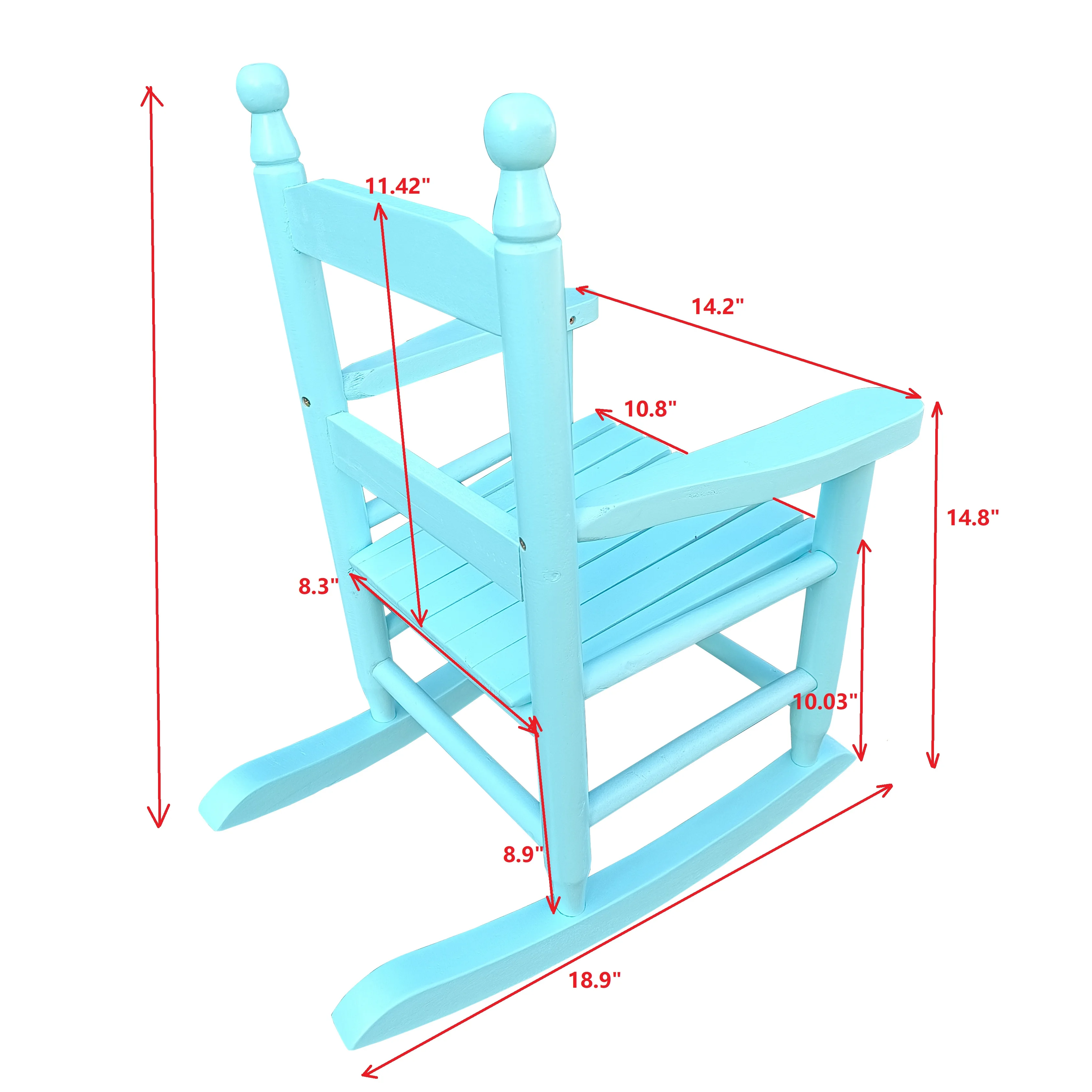 Mecedora azul claro para niños, silla para interiores o exteriores, adecuada para niños, duradera