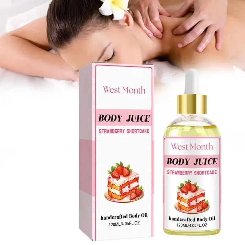 120ml Strawberry Flavor Body Oil Body Juice Oil Lubricant for Body Massage Moisturizing Smoothing Brightening Essential Oil