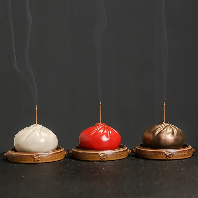 Steamed Bun Incense Burner Household Indoor Incense Ceramic Agarwood Thread Incense Zen Incense Creative Steamed Bun Burner