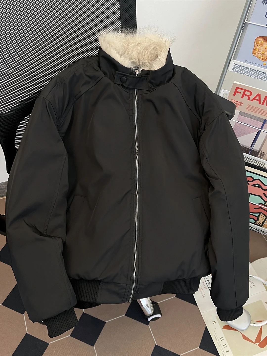 

American Sle Cleanfit Thiened Cotton Jaet Men's Winter Coat with Fur Collar Splicing Warm Cotton Clothing Outerwear