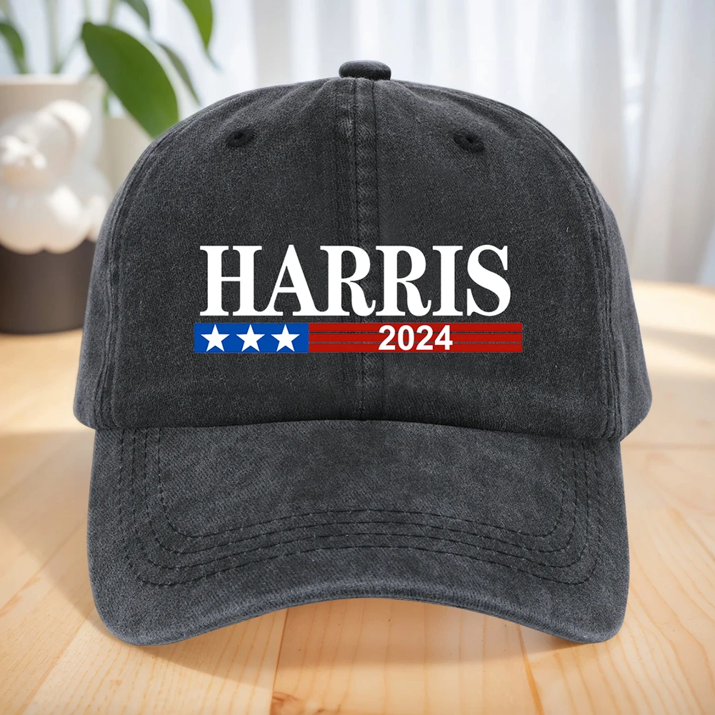 Harris Presidential Election Cap Cotton Distressed Cap Breathable Retro Dad Hats Adjustable Vintage Twill Cap for Hiking Fishing