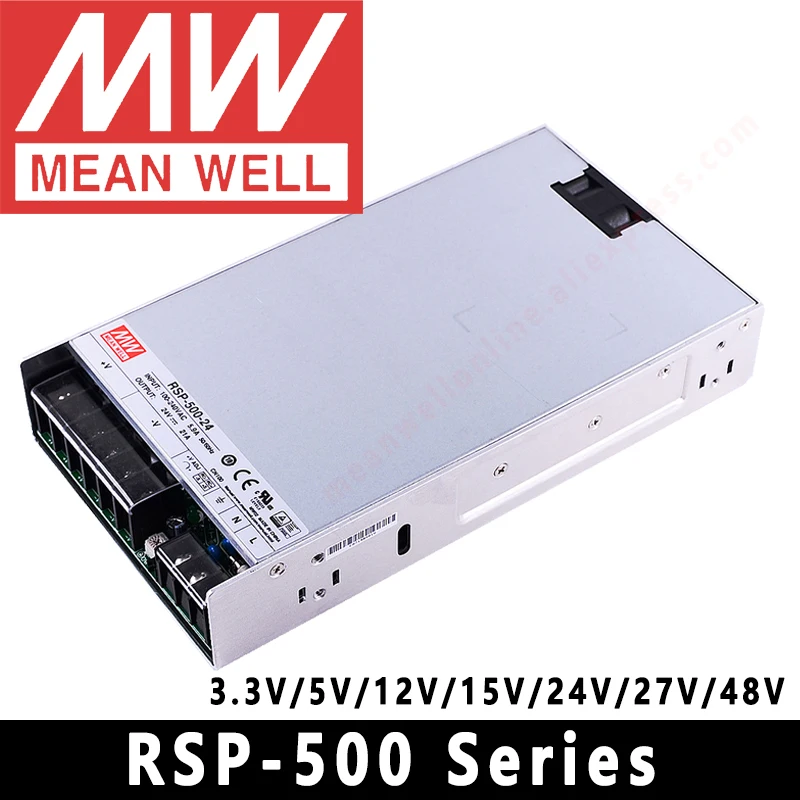 

Mean Well RSP-500-3.3V/5В/12В/15В/24В/27В/48В импульсный источник питания Meanwell 500 Вт PSU PFC Функция