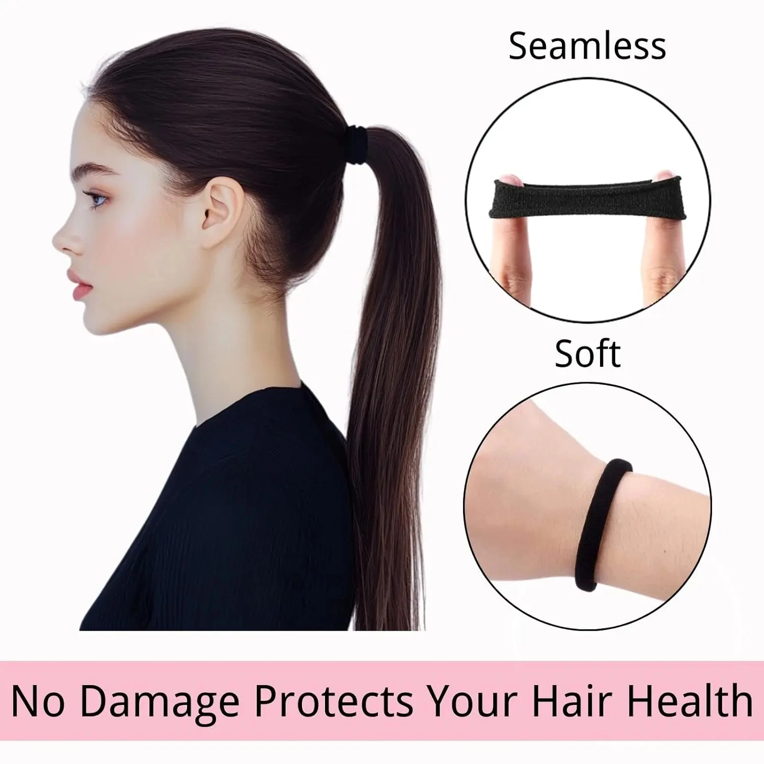 50pcs-pack Solid Color Hair Ties, High Elastic Hair Rubber Bands, Hair Accessories for Women & Girls, Minimalist Ponytail Holders Suitable for Thick Hair - Detail 1
