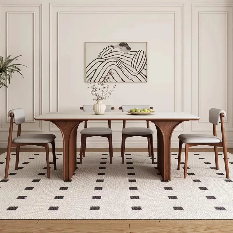 

table, antique household rectangular dining table, ash wood dining table, simple dining table and chair combination