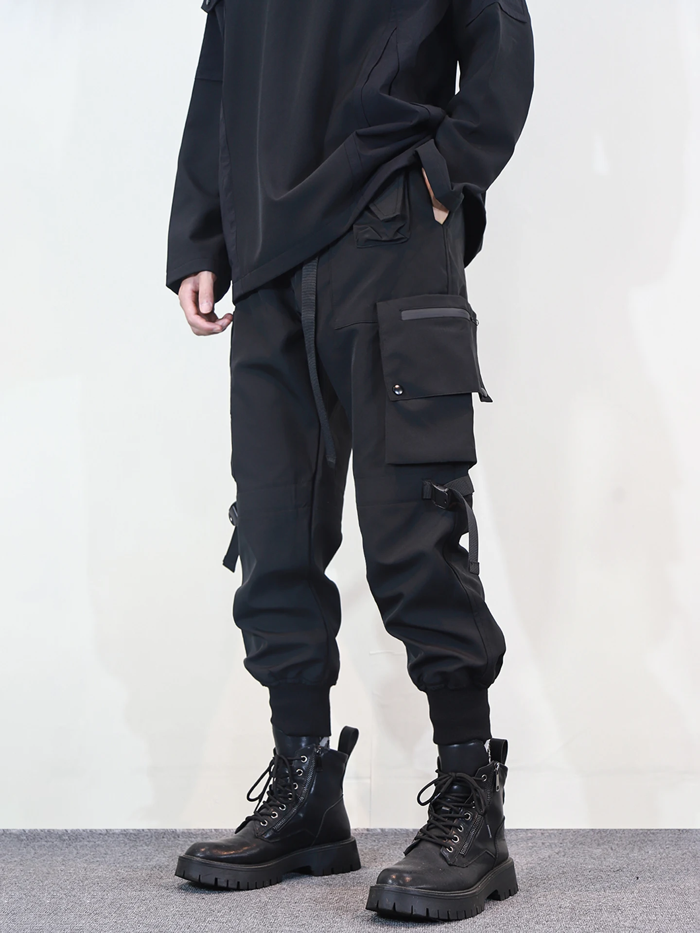 

Casual Men's Workwear Pants Autumn Trendy Brand Tactical Function New Sle Bla Multi-ket Long Trousers Loose Fit Elasti...