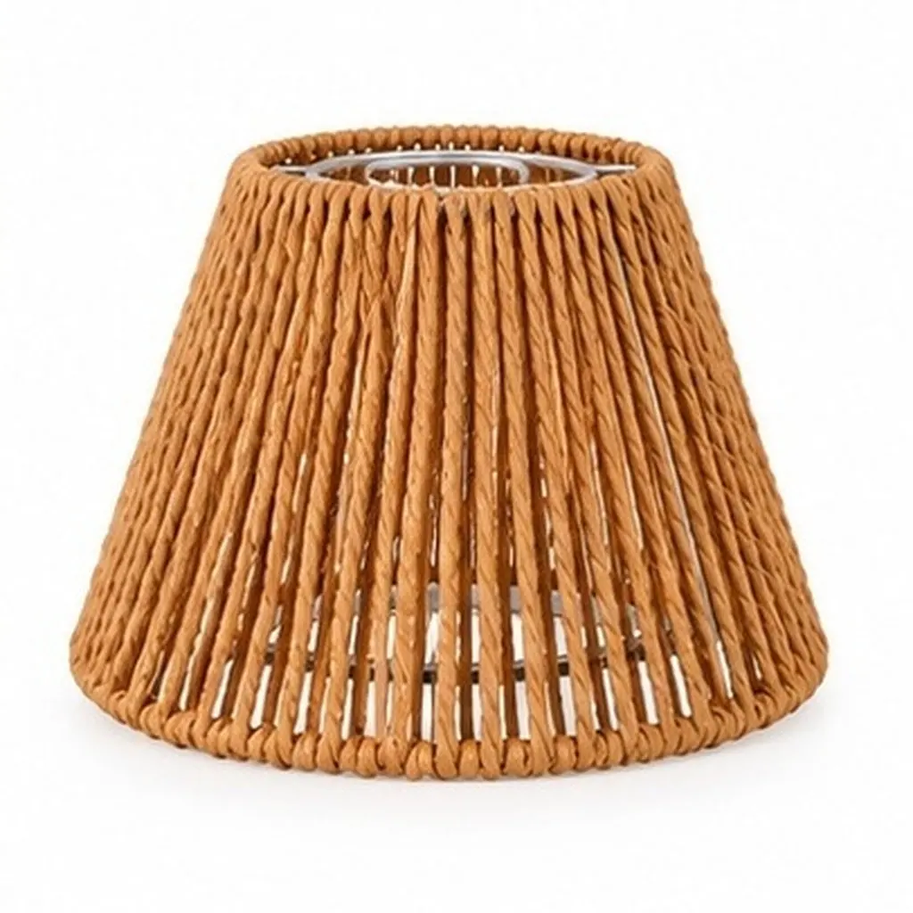 Handwoven Lampshade Iron Frame Paper Rope Cone Shape Pendant Light Shade for Cafe Hotel Home Boho Lighting Decor