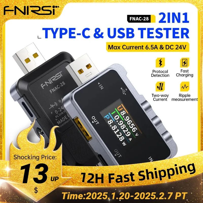 FNIRSI FNAC-28 FNB58 Type-C Meter USB-A Trigger Voltmeter Ammeter Fast Charging Protocol Test Type-C Meter Power Bank tester