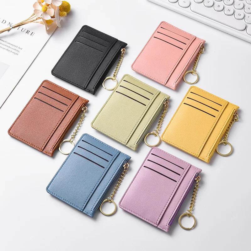 Ultra Thin New Design Women Card Wallet Small Compact Multi Slot Zippered Purse