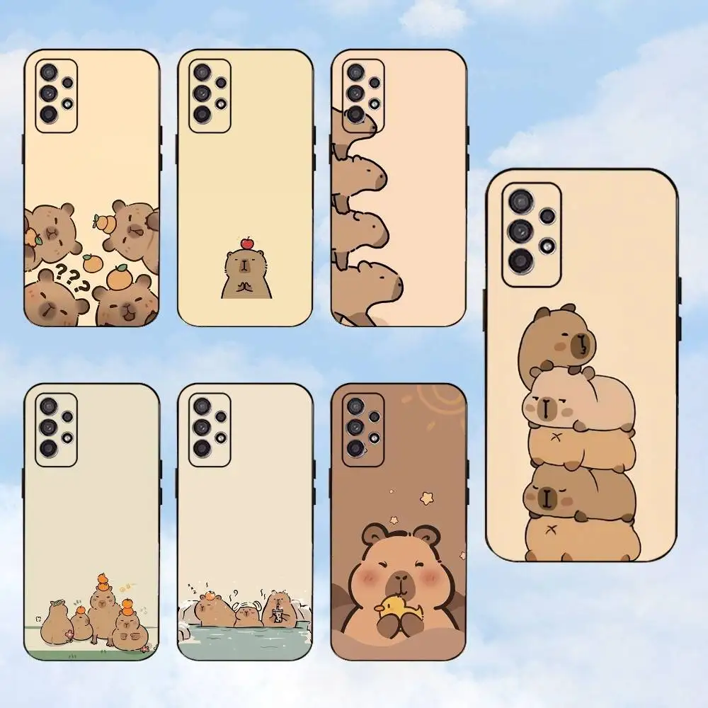 

Cartoon Cute Capybara Matte Phone Case For Samsung S25,S24,S23,S22,S21,S20,S10,Ultra,Plus,Lite,FE,Soft Silicone Black Cover