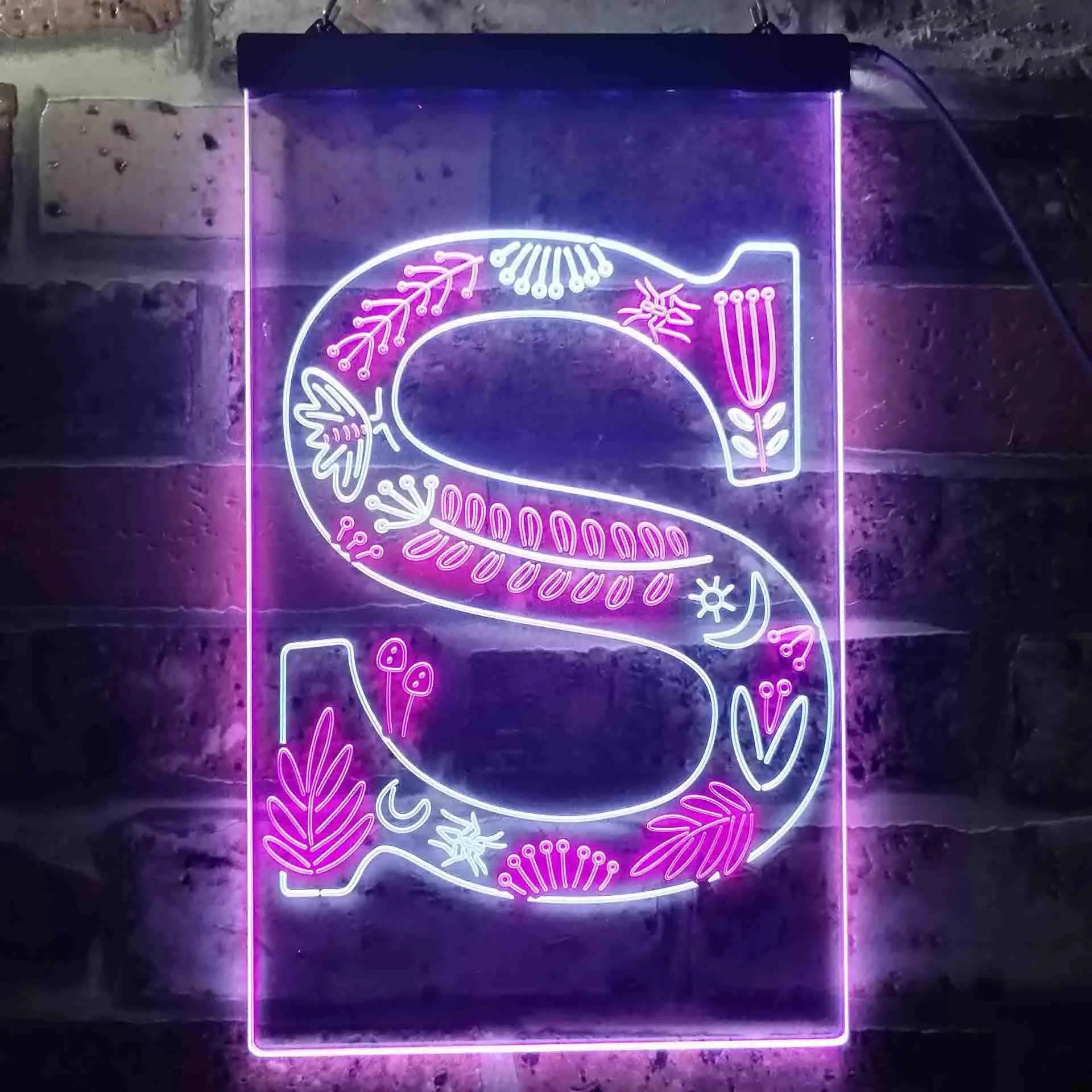 Letter S Initial Monogram Family Name Dual Color Led Neon Sign st6-i3456
