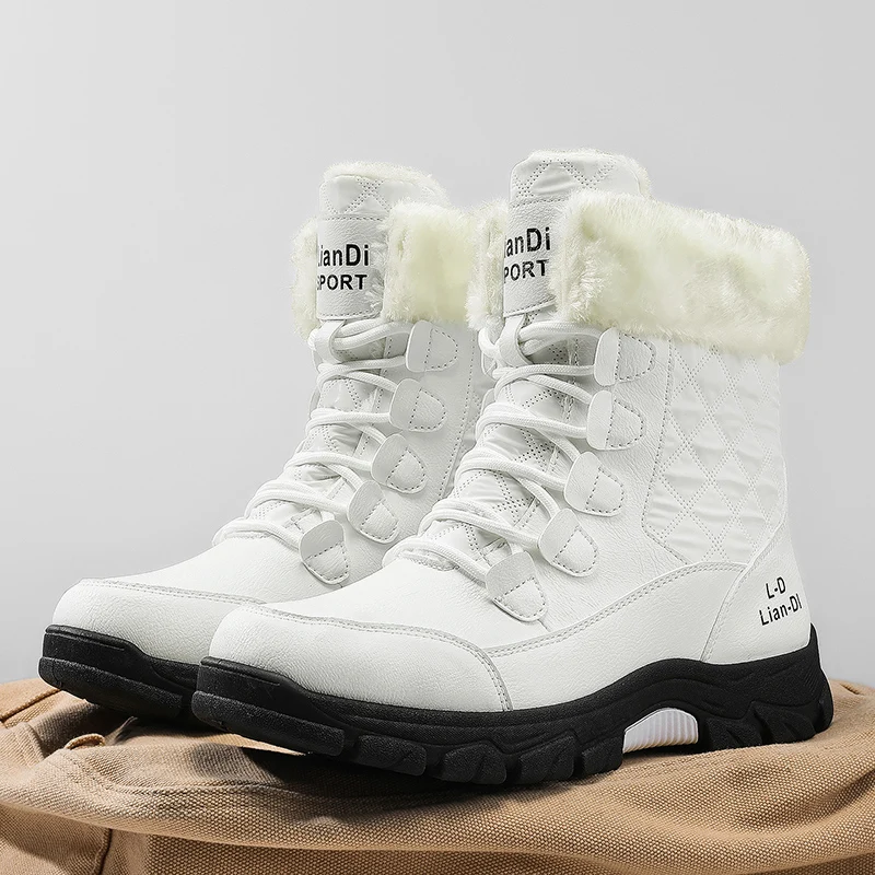أحذية رجالية للاستخدام الخارجي مع أحذية ثلج مخملية سميكة ودافئة، أحذية قطنية مقاومة للماء والبرودة، تصميم بسيط وأنيق #3