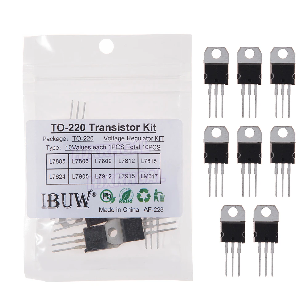 10value*1PCS=10PCS L7805 L7806 L7809 L7812 L7815 L7824 L7905 L7912 L7915 LM317T Transistor Assortment Kit Voltage Regulator