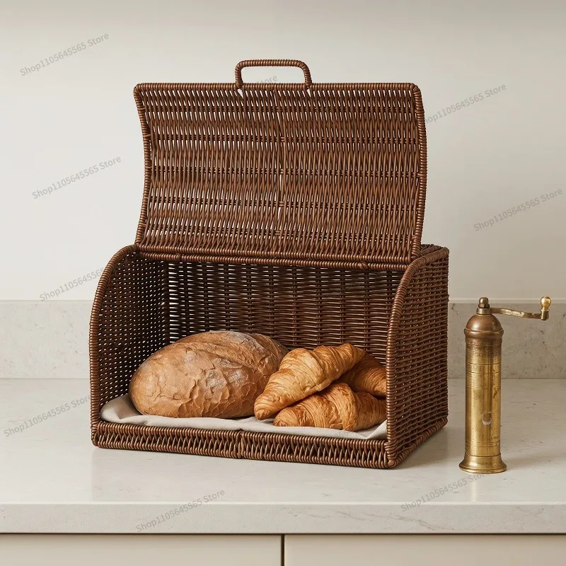 For kitchen storage basket with lid imitation rattan  basket simple sundries  box  basket