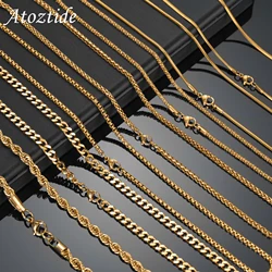 Atoztide 50-60cm Minimalist Chain Necklace Set Stainless Steel Basic Link Cuban Chain With Lobster Clasp DIY Jewelry Wholesale