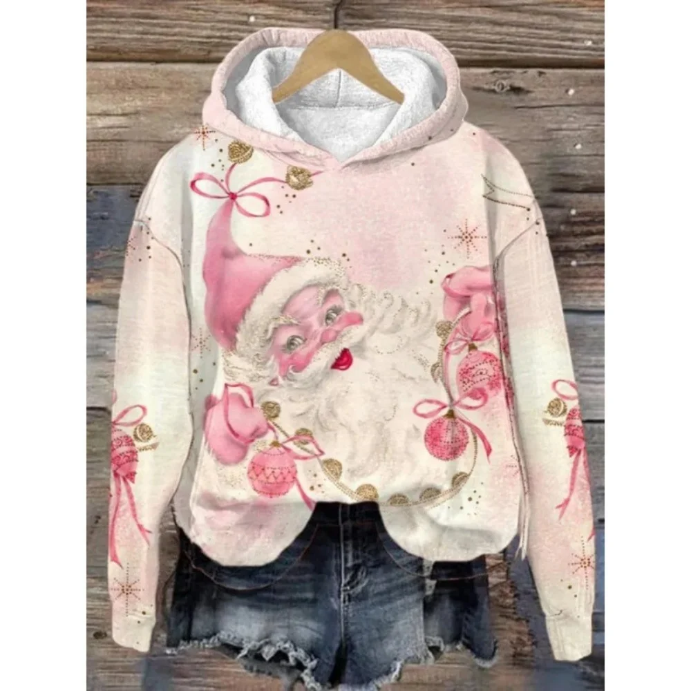 女性の新しいクリスマステーマ 3D デジタルプリントパーカー 快適なプラスサイズの雪だるまデザイン フルスリーブ ポリエステル繊維スウェットシャツ