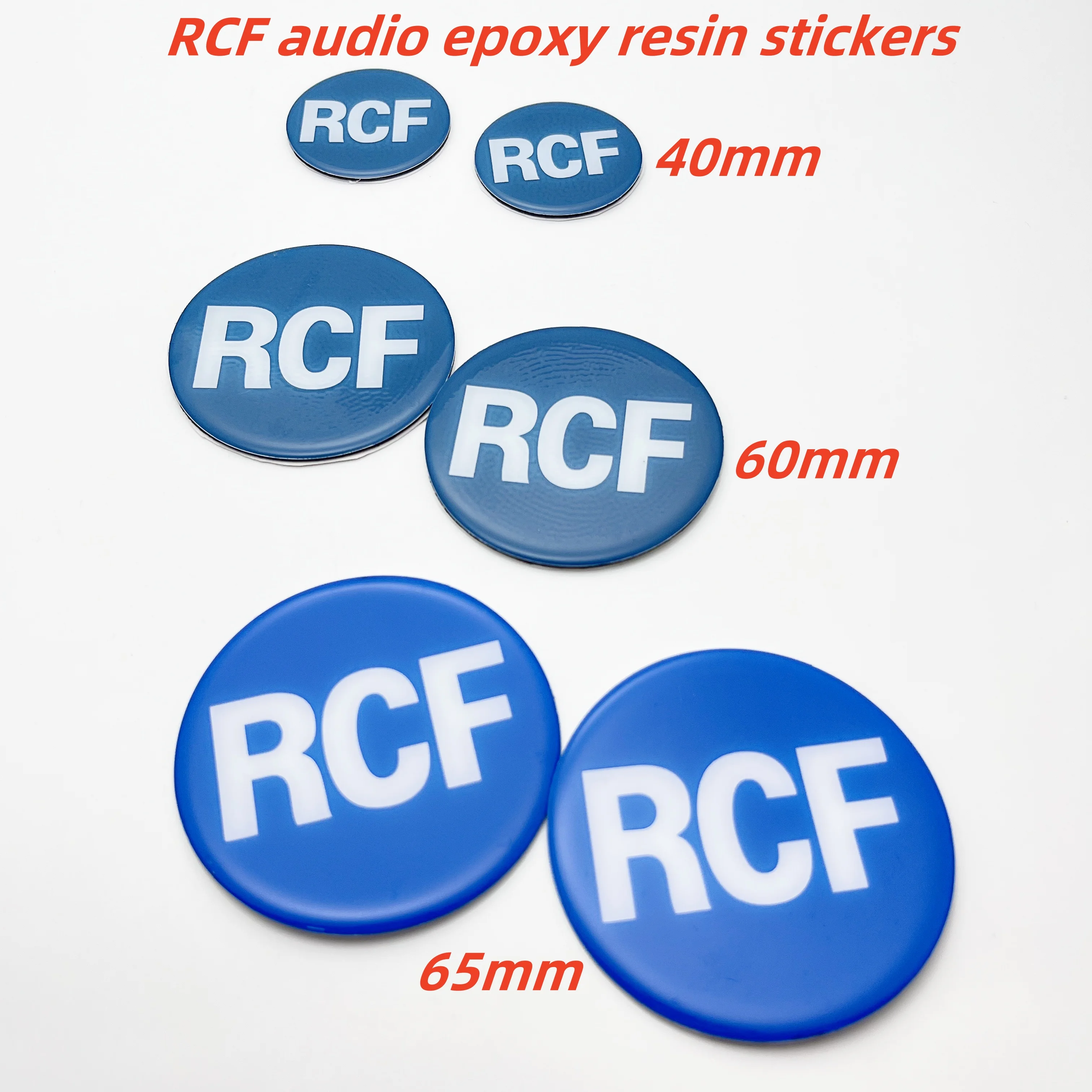 2/5/10/20 piezas de alta calidad RCF emblema Logo resina epoxi RCF altavoces Hi-Fi Audio estéreo para coche insignia de altavoz accesorios de estilo de coche