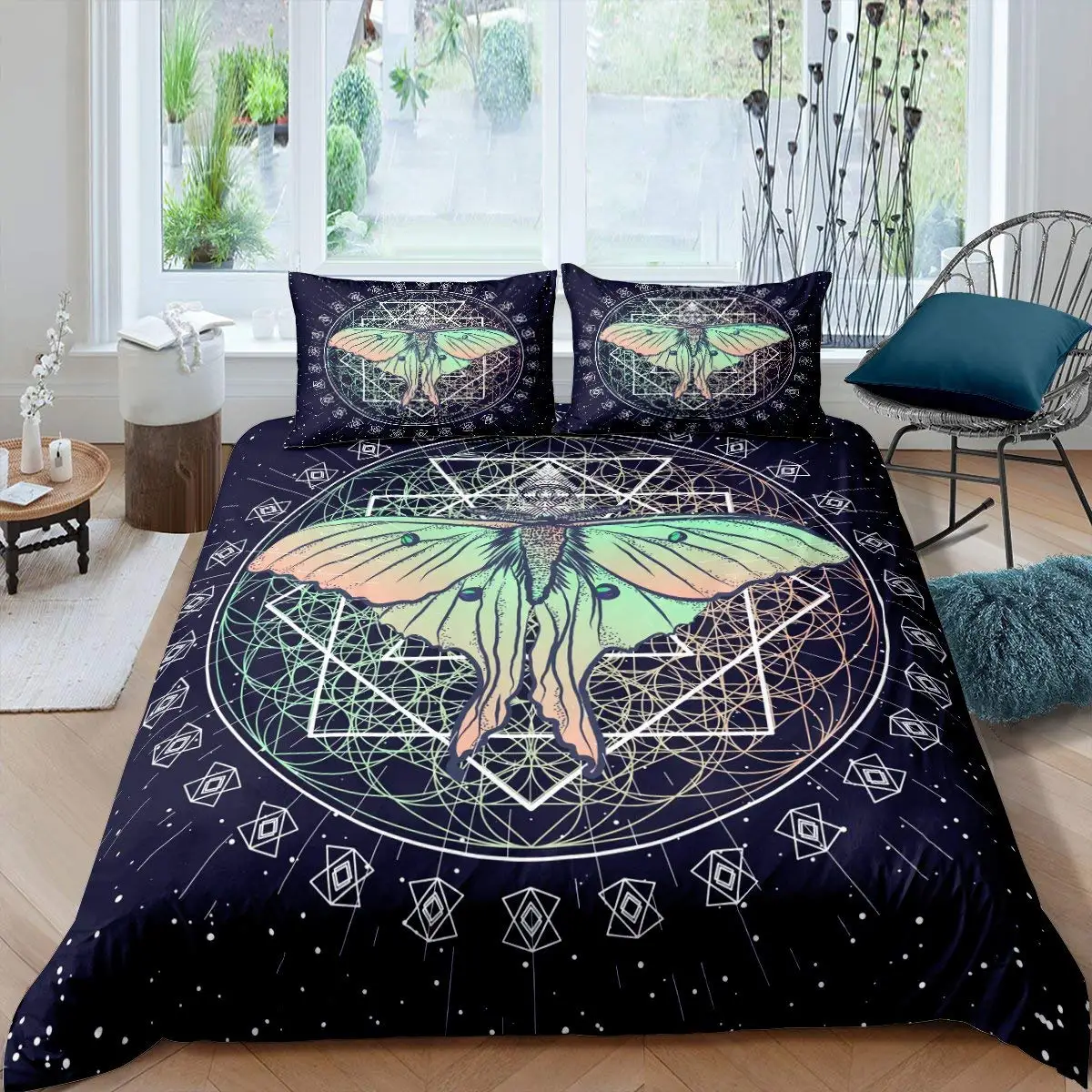 

Moth Duvet Cover Set Butterfly Bedding Set Queen Size Geometric Comforter Cover Halloween Quilt Cover For Kids Boys Girls Teens