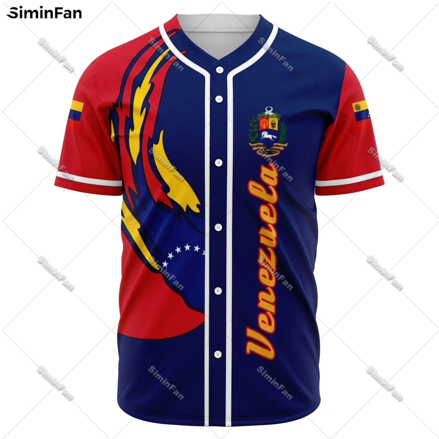 Venezuela Coat Of Arms Baseball Jersey Shirt 3D All Over Printed Mens Summer Collarless Tee Unisex Sporty Tshirt Female Top-1