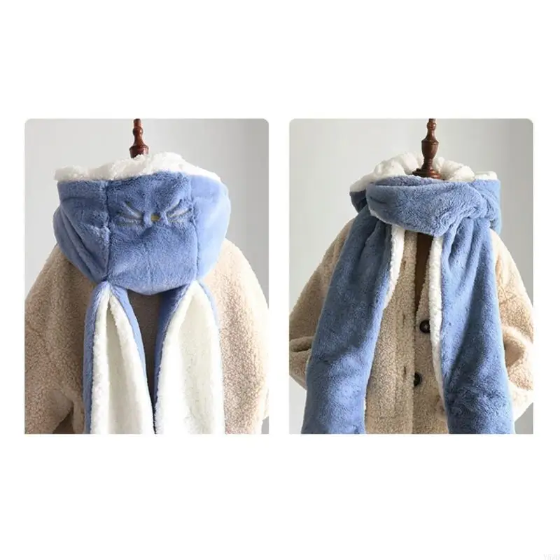 Y5JD TEENAGER HAT HAT SCARF 3IN1 เหมาะกับฤดูใบไม้ร่วงและอากาศหนาว