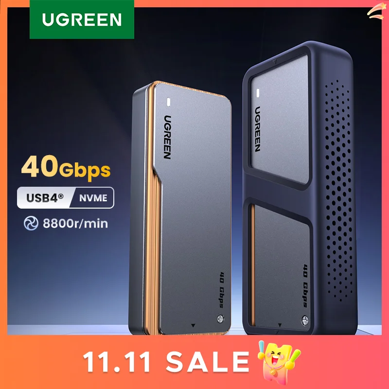

UGREEN 40 Гбит/с NVMe SSD чехол SSD корпус M.2 к USB4.0 адаптер для M.2 NVME PCIE встроенный охлаждающий жилет Алюминиевый Чехол