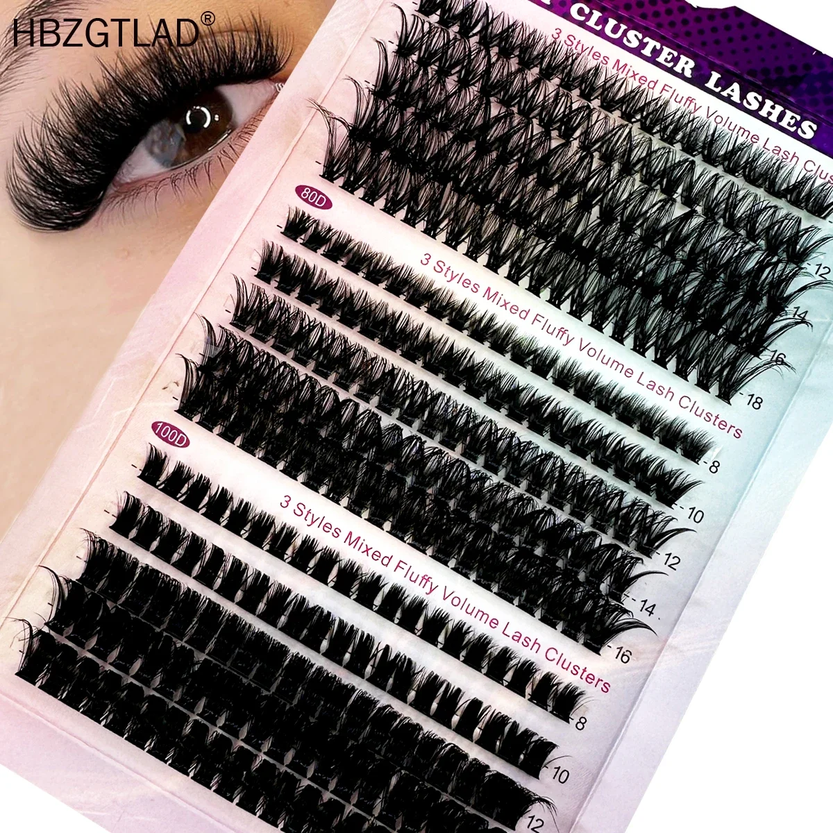5D Fluffy Lash Clusters Mix 60+80+100DDIY Lash Extension Kit  Thick Lash Clusters Kit D Curl 10-18mm Cluster Eyelash Extension