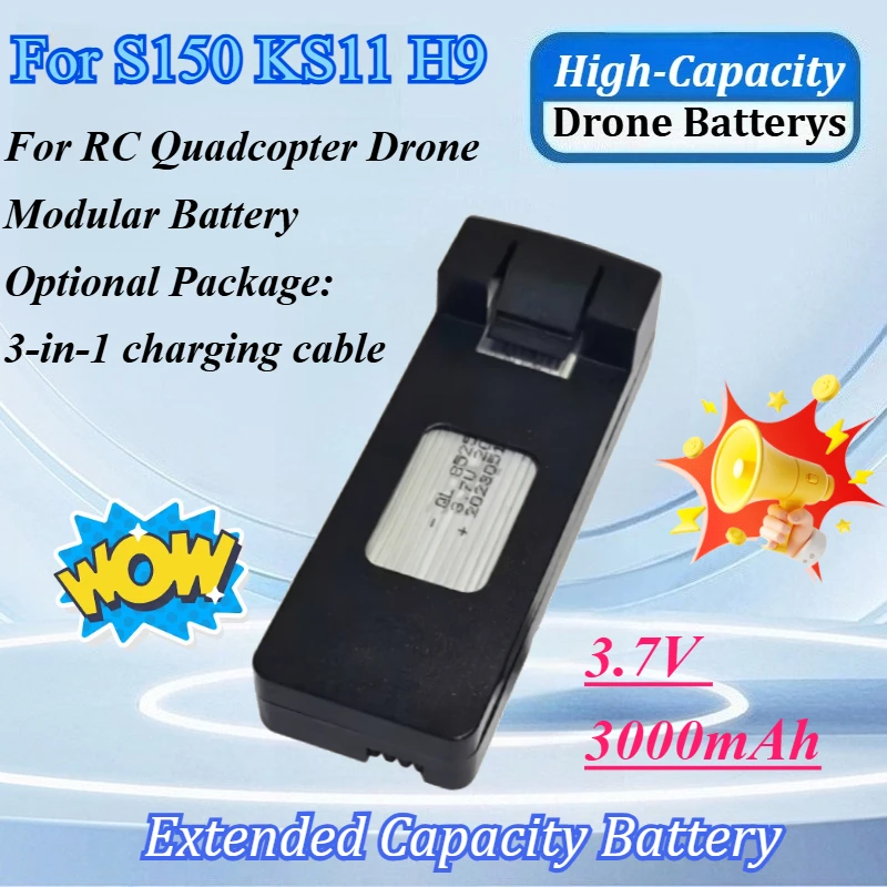 

High-Capacity 3.7V 3000mAh Drone Battery for S150 KS11 H9 Mini RC Modular Flat-Port Rechargeable Quadcopter Drone