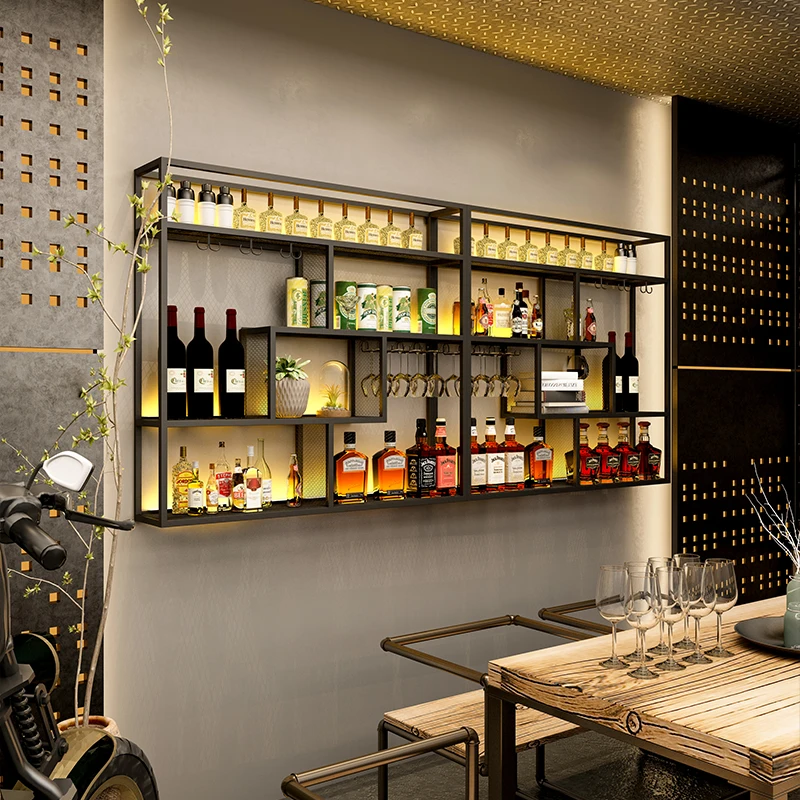 Bar wall wine rack wall hanging wall storage rack restaurant wine rack hanging wine cabinet hanging household use