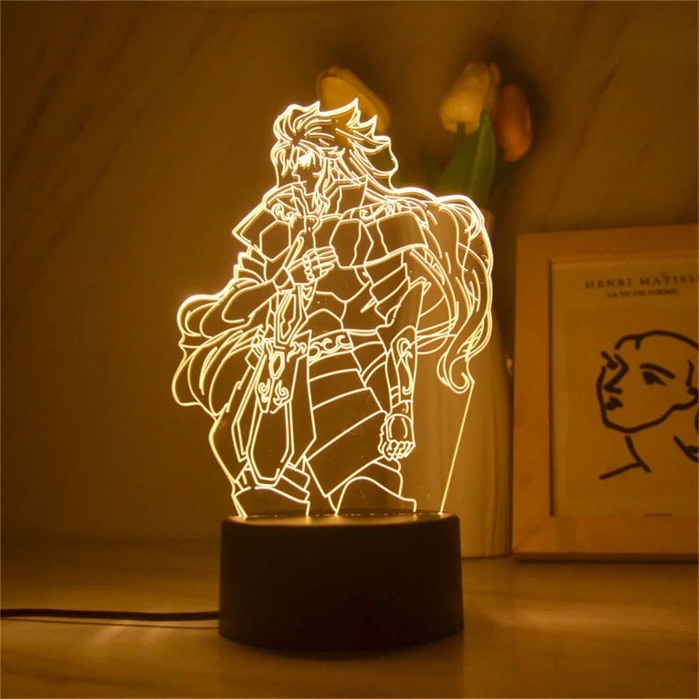 3D Saint Fighter Night Lamp para Crianças, Anime Lâmpada LED, Action Figure Japonês, Manga Night Light, Presente do Menino, Decoração do quarto, Quente, Dropship