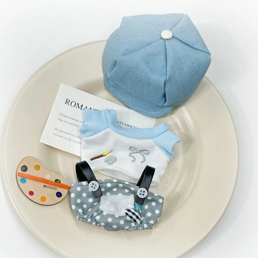 

Маленький художник, 10 см, хлопковая кукольная одежда, ковбойская шляпа, милая кукольная одежда, штаны на бретелях, забавный комплект одежды для куклы