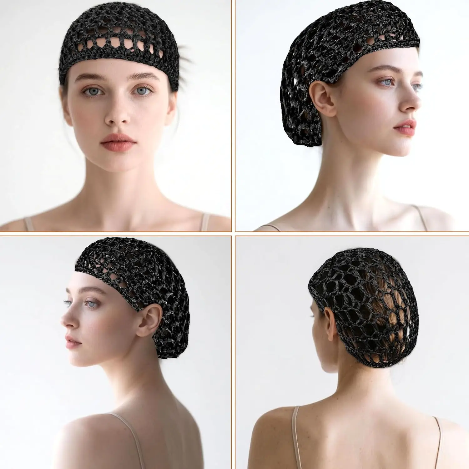 1-2pcs Sleeping Cap For Daily Use Black Mesh Crochet Hair Net Hair Care Cap Minimalist Mesh Cap